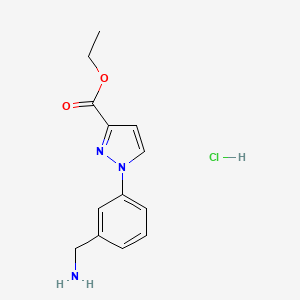 molecular formula C13H16ClN3O2 B1433370 盐酸乙基 1-[3-(氨甲基)苯基]-1H-吡唑-3-羧酸酯 CAS No. 1795304-53-8