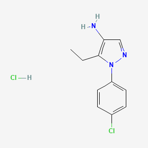 molecular formula C11H13Cl2N3 B1433377 1-(4-chlorophenyl)-5-ethyl-1H-pyrazol-4-amine hydrochloride CAS No. 1788596-62-2