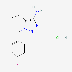 molecular formula C11H14ClFN4 B1433380 5-乙基-1-[(4-氟苯基)甲基]-1H-1,2,3-三唑-4-胺盐酸盐 CAS No. 1798728-30-9