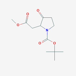 molecular formula C12H19NO5 B1433402 2-Methoxycarbonylmethyl-3-oxo-pyrrolidine-1-carboxylic acid tert-butyl ester CAS No. 1823506-23-5