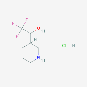 molecular formula C7H13ClF3NO B1433429 2,2,2-Trifluoro-1-(piperidin-3-yl)ethan-1-ol hydrochloride CAS No. 1283718-82-0