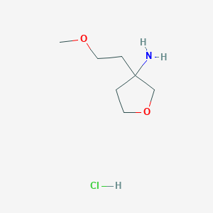 molecular formula C7H16ClNO2 B1433435 3-(2-Methoxyethyl)oxolan-3-amine hydrochloride CAS No. 1803608-64-1