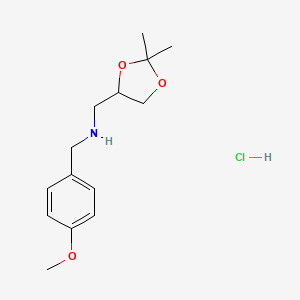 molecular formula C14H22ClNO3 B1433438 [(2,2-Dimethyl-1,3-dioxolan-4-yl)methyl][(4-methoxyphenyl)methyl]amine hydrochloride CAS No. 1803600-52-3