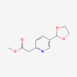 molecular formula C11H13NO4 B1433439 Methyl 2-[5-(1,3-dioxolan-2-yl)pyridin-2-yl]acetate CAS No. 1803605-89-1