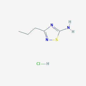 molecular formula C5H10ClN3S B1433472 3-Propyl-2,5-dihydro-1,2,4-thiadiazol-5-imine hydrochloride CAS No. 1803560-88-4