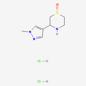 molecular formula C8H15Cl2N3OS B1433476 3-(1-methyl-1H-pyrazol-4-yl)-1lambda4-thiomorpholin-1-one dihydrochloride CAS No. 1788719-27-6