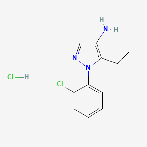molecular formula C11H13Cl2N3 B1433488 1-(2-氯苯基)-5-乙基-1H-吡唑-4-胺盐酸盐 CAS No. 1788801-62-6