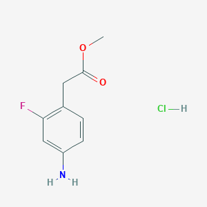 molecular formula C9H11ClFNO2 B1433494 Methyl 2-(4-amino-2-fluorophenyl)acetate hydrochloride CAS No. 1820686-43-8