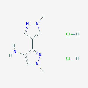 molecular formula C8H13Cl2N5 B1433499 1-甲基-3-(1-甲基-1H-吡唑-4-基)-1H-吡唑-4-胺二盐酸盐 CAS No. 1795437-21-6