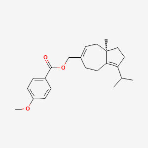 molecular formula C23H30O3 B14335378 Benzoic acid, 4-methoxy-, (2,3,3a,4,7,8-hexahydro-3a-methyl-1-(1-methylethyl)-6-azulenyl)methyl ester, (R)- CAS No. 104697-03-2