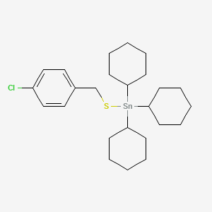 {[(4-Chlorophenyl)methyl]sulfanyl}(tricyclohexyl)stannane