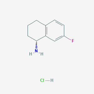 molecular formula C10H13ClFN B1433551 (1R)-7-Fluoro-1,2,3,4-tetra hydronaphthalen-1-amine hcl CAS No. 1466429-31-1