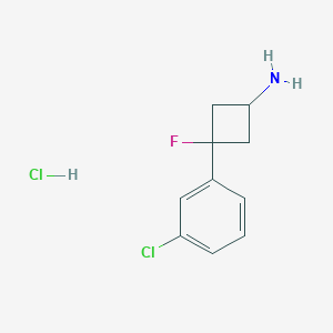 molecular formula C10H12Cl2FN B1433555 3-(3-Chlorophenyl)-3-fluorocyclobutan-1-amine hydrochloride CAS No. 1803581-81-8