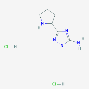 molecular formula C7H15Cl2N5 B1433566 1-methyl-3-(pyrrolidin-2-yl)-1H-1,2,4-triazol-5-amine dihydrochloride CAS No. 1803610-42-5