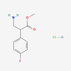 molecular formula C10H13ClFNO2 B1433574 Methyl 3-amino-2-(4-fluorophenyl)propanoate hydrochloride CAS No. 1788612-86-1
