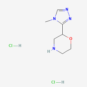 molecular formula C7H14Cl2N4O B1433605 盐酸 2-(4-甲基-4H-1,2,4-三唑-3-基)吗啉 CAS No. 1795502-55-4