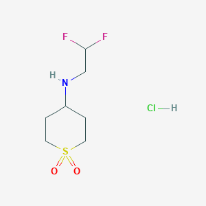 molecular formula C7H14ClF2NO2S B1433607 盐酸4-[(2,2-二氟乙基)氨基]-1lambda6-噻烷-1,1-二酮 CAS No. 1798779-21-1