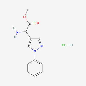molecular formula C12H14ClN3O2 B1433609 2-氨基-2-(1-苯基-1H-吡唑-4-基)乙酸甲酯盐酸盐 CAS No. 1803562-80-2