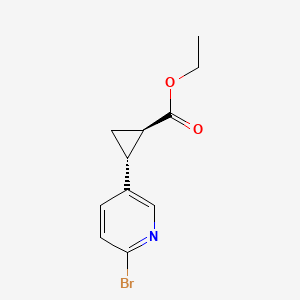molecular formula C11H12BrNO2 B1433632 (Trans)-ethyl-2-(6-bromopyridin-3-yl)cyclopropanecarboxylate CAS No. 1357247-47-2