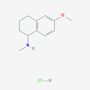 molecular formula C12H18ClNO B1433648 6-methoxy-N-methyl-1,2,3,4-tetrahydronaphthalen-1-amine hydrochloride CAS No. 41566-67-0