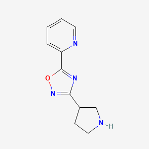 molecular formula C11H12N4O B1433662 5-Pyridin-2-yl-3-pyrrolidin-3-yl-1,2,4-oxadiazole CAS No. 1256805-63-6