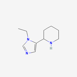 molecular formula C10H17N3 B1433685 2-(1-乙基-1H-咪唑-5-基)哌啶 CAS No. 1601232-25-0