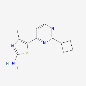 molecular formula C12H14N4S B1433691 5-(2-Cyclobutylpyrimidin-4-yl)-4-methylthiazol-2-amine CAS No. 1217487-41-6