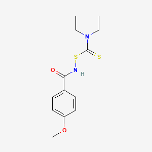 molecular formula C13H18N2O2S2 B14337084 N-[(Diethylcarbamothioyl)sulfanyl]-4-methoxybenzamide CAS No. 105246-30-8