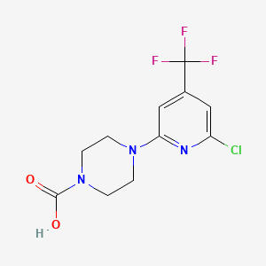 molecular formula C11H11ClF3N3O2 B1433711 4-[6-Chloro-4-(trifluoromethyl)pyridin-2-yl]piperazine-1-carboxylic acid CAS No. 1992985-95-1