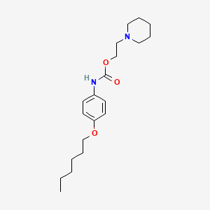 molecular formula C20H32N2O3 B14337146 Carbamic acid, [4-(hexyloxy)phenyl]-, 2-(1-piperidinyl)ethyl ester CAS No. 108735-80-4