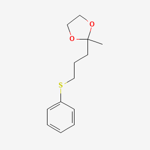 molecular formula C13H18O2S B14337182 1,3-Dioxolane, 2-methyl-2-[3-(phenylthio)propyl]- CAS No. 97600-68-5