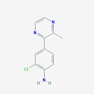 molecular formula C11H10ClN3 B1433733 2-氯-4-(3-甲基吡嗪-2-基)苯胺 CAS No. 1432909-92-6