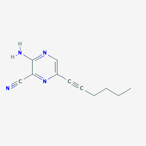 3-Amino-6-(hex-1-yn-1-yl)pyrazine-2-carbonitrile