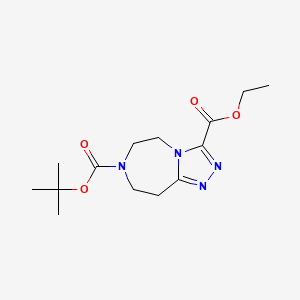 molecular formula C14H22N4O4 B1433772 4,5,7,8-Tetrahydro-1,2,3A,6-Tetraaza-Azulene-3,6-Dicarboxylic Acid6-Tert-Butyl Ester3-Ethyl Ester CAS No. 1251001-31-6