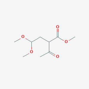 molecular formula C9H16O5 B1433793 丁酸，2-乙酰基-4,4-二甲氧基-，甲酯 CAS No. 51534-82-8