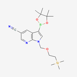 molecular formula C20H30BN3O3Si B1433795 3-(4,4,5,5-Tetramethyl-1,3,2-dioxaborolan-2-yl)-1-((2-(trimethylsilyl)ethoxy)methyl)-1H-pyrrolo[2,3-b]pyridine-5-carbonitrile CAS No. 1429906-71-7