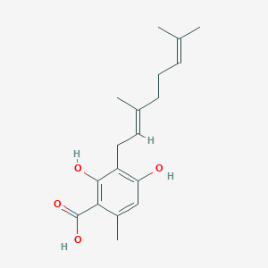 3-[(2E)-3,7-dimethyl-2,6-octadien-1-yl]-2,4-dihydroxy-6-methyl-benzoicacid