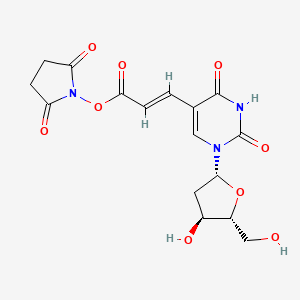molecular formula C16H17N3O9 B1433839 (2,5-Dioxopyrrolidin-1-yl) (E)-3-[1-[(2R,4S,5R)-4-hydroxy-5-(hydroxymethyl)oxolan-2-yl]-2,4-dioxopyrimidin-5-yl]prop-2-enoate CAS No. 869355-24-8