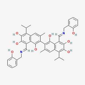 8,8'-bis{(E)-[(2-hydroxybenzyl)imino]methyl}-3,3'-dimethyl-5,5'-di(propan-2-yl)-2,2'-binaphthalene-1,1',6,6',7,7'-hexol