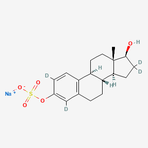 molecular formula C18H23NaO5S B1433850 钠；[(8R,9S,13S,14S,17S)-2,4,16,16-四氘代-17-羟基-13-甲基-7,8,9,11,12,14,15,17-八氢-6H-环戊[a]菲-3-基] 硫酸盐 CAS No. 352431-50-6