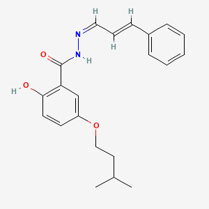 2-hydroxy-5-(3-methylbutoxy)-N-[(Z)-[(E)-3-phenylprop-2-enylidene]amino]benzamide