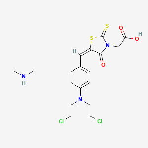 molecular formula C18H23Cl2N3O3S2 B14338777 2-[(5E)-5-[[4-[bis(2-chloroethyl)amino]phenyl]methylidene]-4-oxo-2-sulfanylidene-1,3-thiazolidin-3-yl]acetic acid;N-methylmethanamine CAS No. 101018-64-8