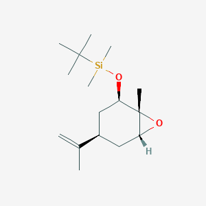 molecular formula C₁₆H₃₀O₂Si B143389 Tert-butyl-dimethyl-[[(1R,2R,4R,6R)-1-methyl-4-prop-1-en-2-yl-7-oxabicyclo[4.1.0]heptan-2-yl]oxy]silane CAS No. 121289-19-8