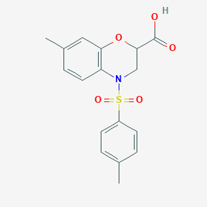 molecular formula C17H17NO5S B1433908 7-Methyl-4-[(4-methylphenyl)sulfonyl]-3,4-dihydro-2H-1,4-benzoxazine-2-carboxylic acid CAS No. 1858249-99-6