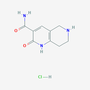 molecular formula C9H12ClN3O2 B1433917 2-Oxo-1,2,5,6,7,8-hexahydro-1,6-naphthyridine-3-carboxamide hydrochloride CAS No. 1864062-28-1