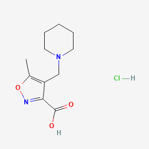 molecular formula C11H17ClN2O3 B1433929 5-Methyl-4-(piperidin-1-ylmethyl)isoxazole-3-carboxylic acid hydrochloride CAS No. 1431970-09-0