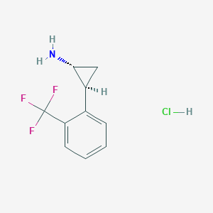 molecular formula C10H11ClF3N B1433938 trans-2-(2-(Trifluoromethyl)phenyl)cyclopropanamine hydrochloride CAS No. 1820575-84-5