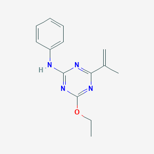 molecular formula C14H16N4O B14339513 4-Ethoxy-N-phenyl-6-(prop-1-en-2-yl)-1,3,5-triazin-2-amine CAS No. 95325-81-8