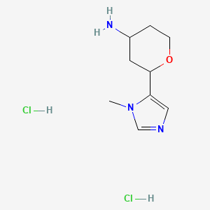 molecular formula C9H17Cl2N3O B1433972 2-(1-methyl-1H-imidazol-5-yl)oxan-4-amine dihydrochloride CAS No. 1786220-99-2