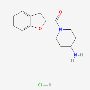 molecular formula C14H19ClN2O2 B1433983 1-(2,3-Dihydro-1-benzofuran-2-carbonyl)piperidin-4-amine hydrochloride CAS No. 1795491-62-1
